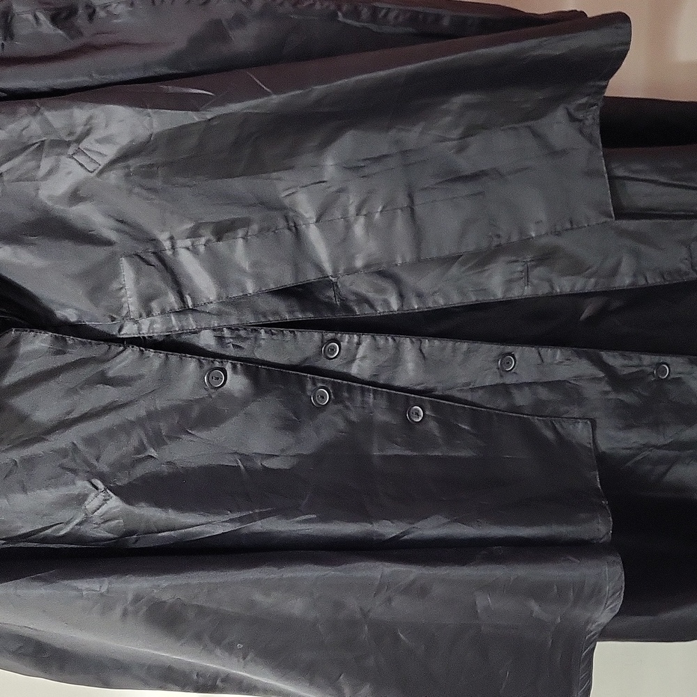 BLACK CAPE STYLE FULL LENGTH RAINCOAT PLUS SIZE - Picture 2 of 10